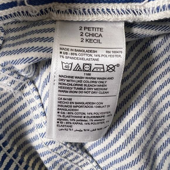 Vintage Railroad Stripe Overalls 2P Blue White Cotton Straight Leg Workwear Chic - Picture 14 of 14